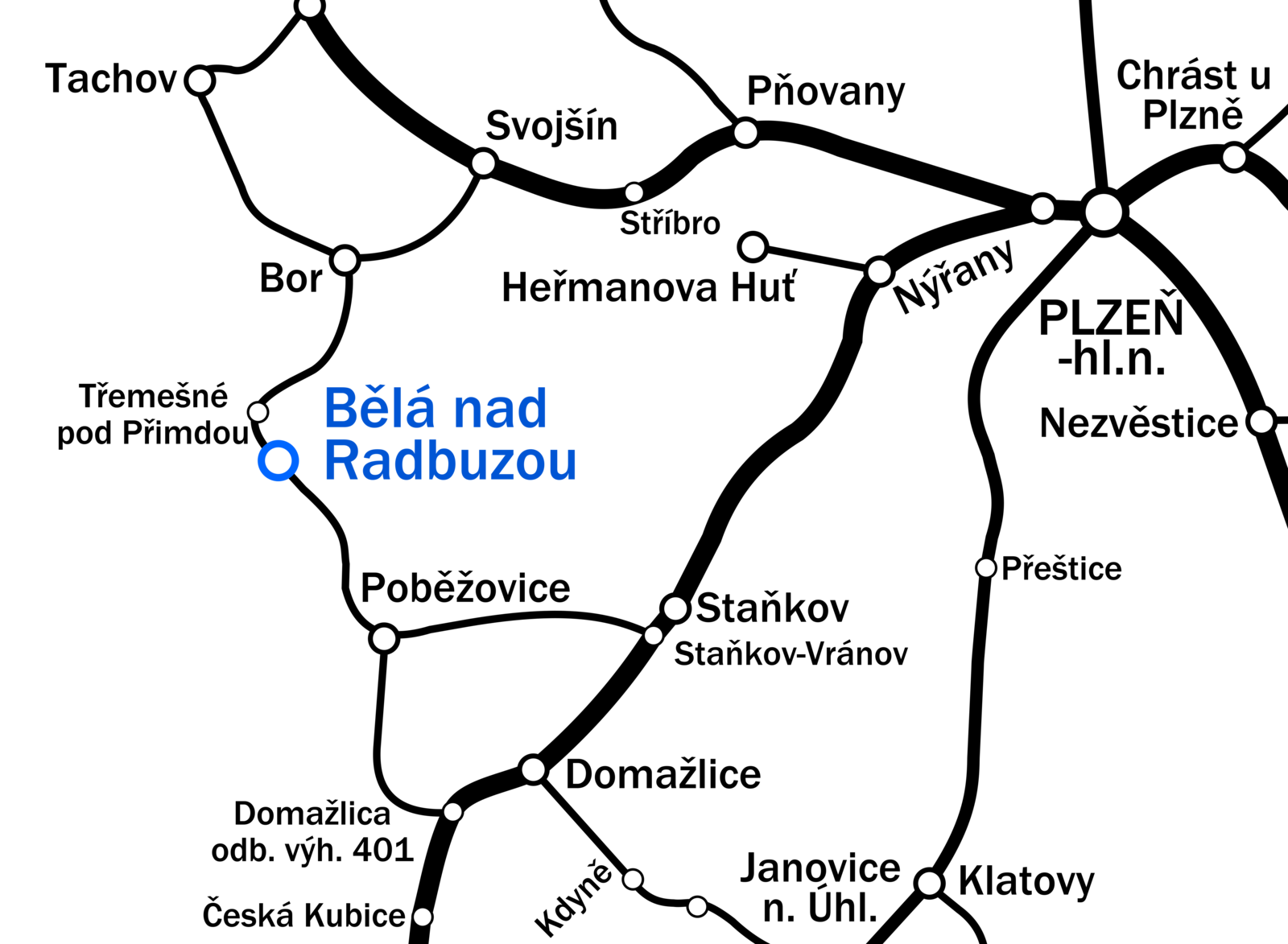 Rekonstrukce zastávky Bělá nad Radbuzou na trati Domažlice – Planá