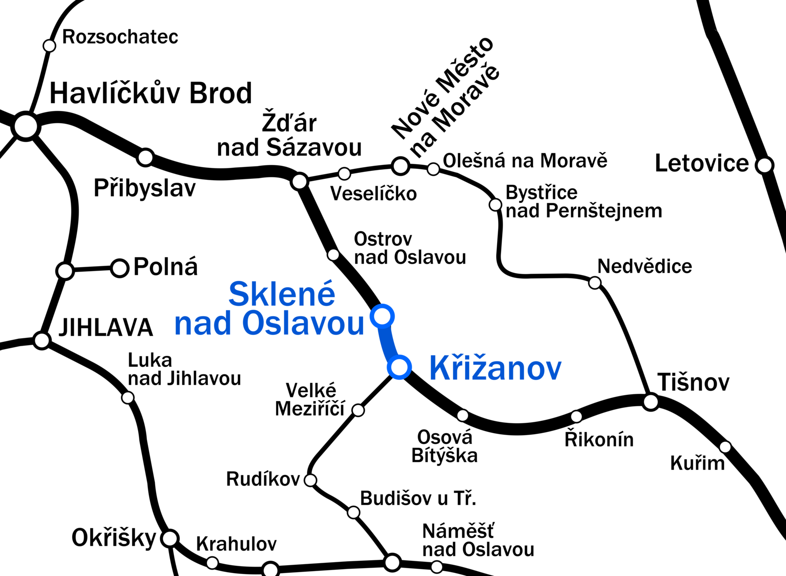 Rekonstrukce traťového úseku Křižanov – Sklené nad Oslavou (mimo)